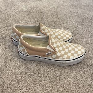 Beige checkerboard vans